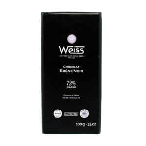 Tablette de chocolat Weiss Ébène noir 72%