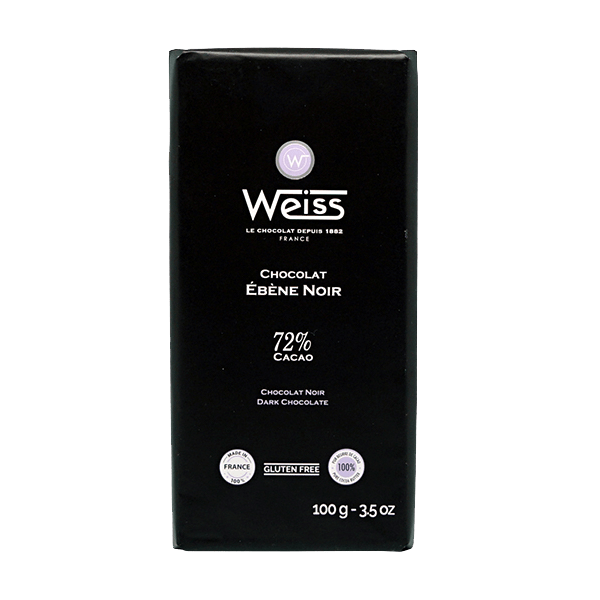 Tablette de chocolat Weiss Ébène noir 72% - Epicierie fine Maison Reignier
